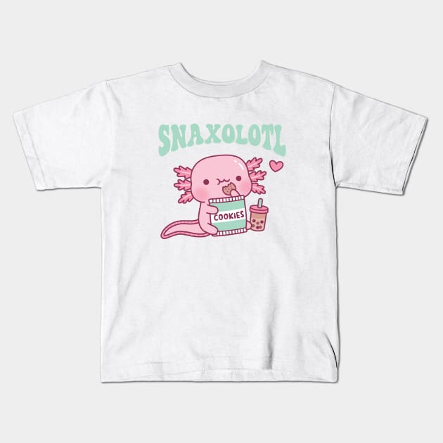 Funny Snaxolotl Snack A Lotl Like The Axolotl Kids T-Shirt by rustydoodle